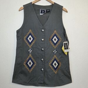 Valencia Embroidered Southwestern Vest Large Boho Western Cotton Festival